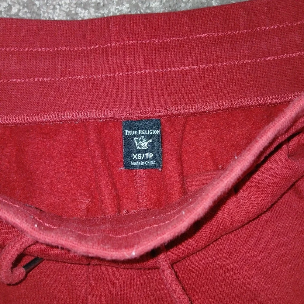 True Religion Mens Jogger Sweat Shorts Red Size Extra Small